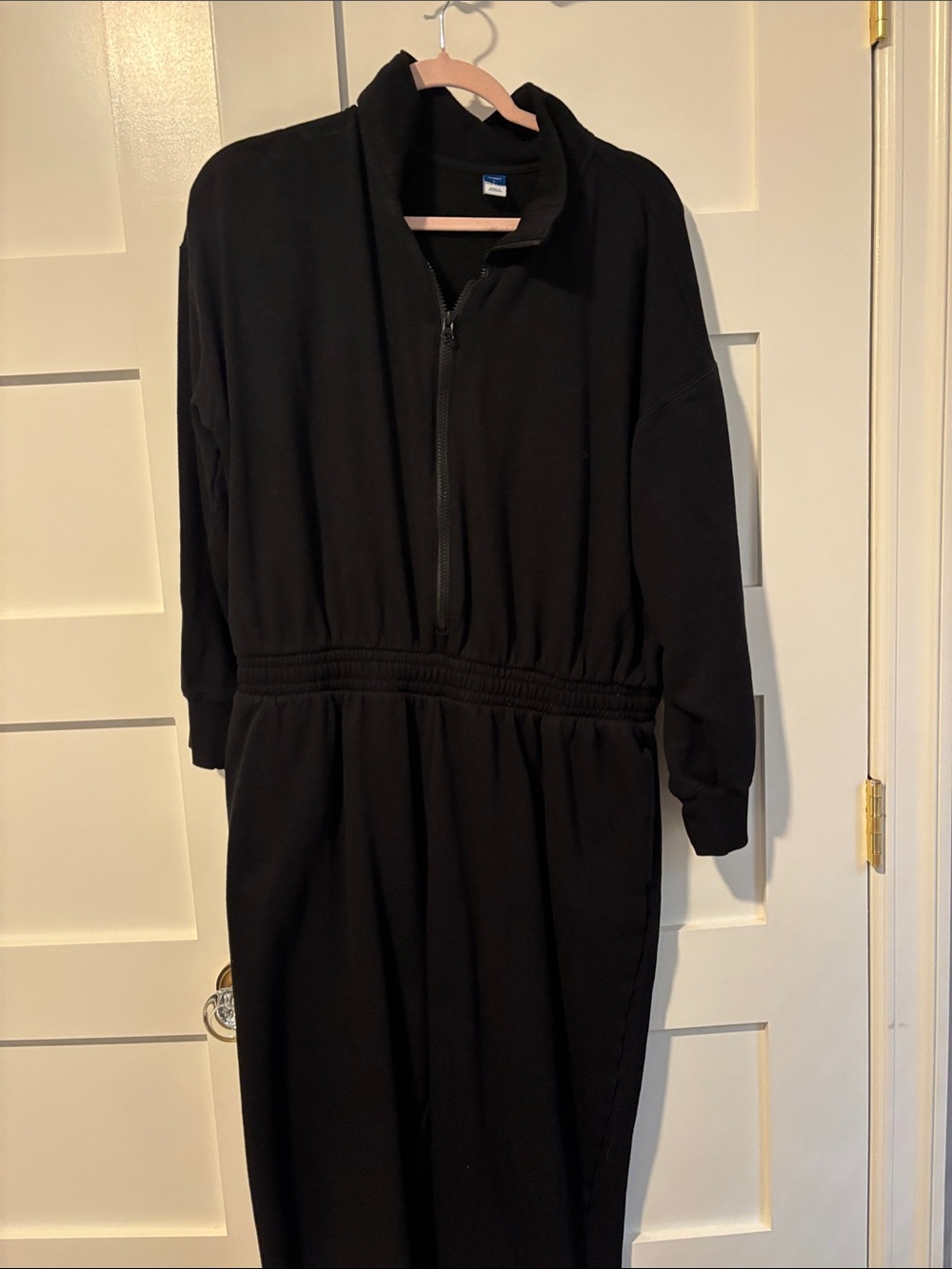 Old Navy Black Long-Sleeve Zip-Front Midi Dress